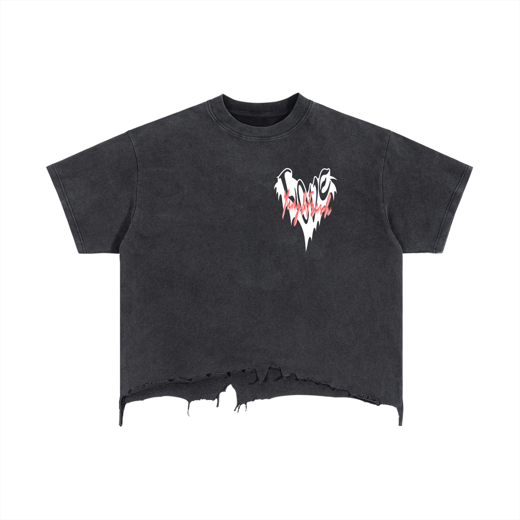 Vintage Wash Boxy Distressed Hem T-Shirt